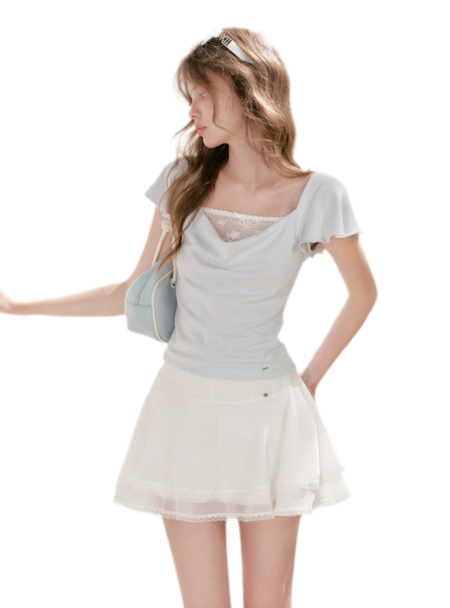 Lace Trim A-Line Skirt