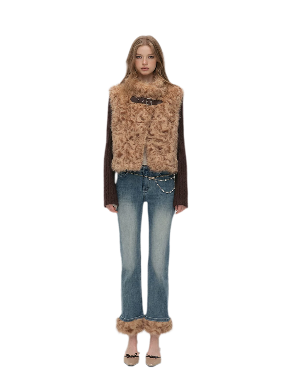 Detachable Sleeve Faux Fur Vest