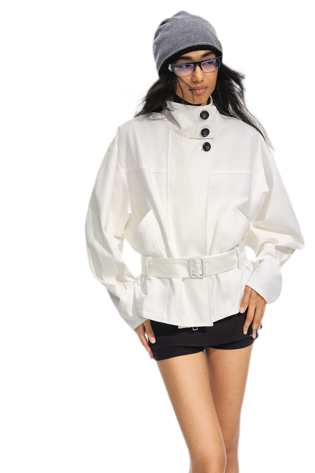 Jacke mit Flockstruktur, verkürzt