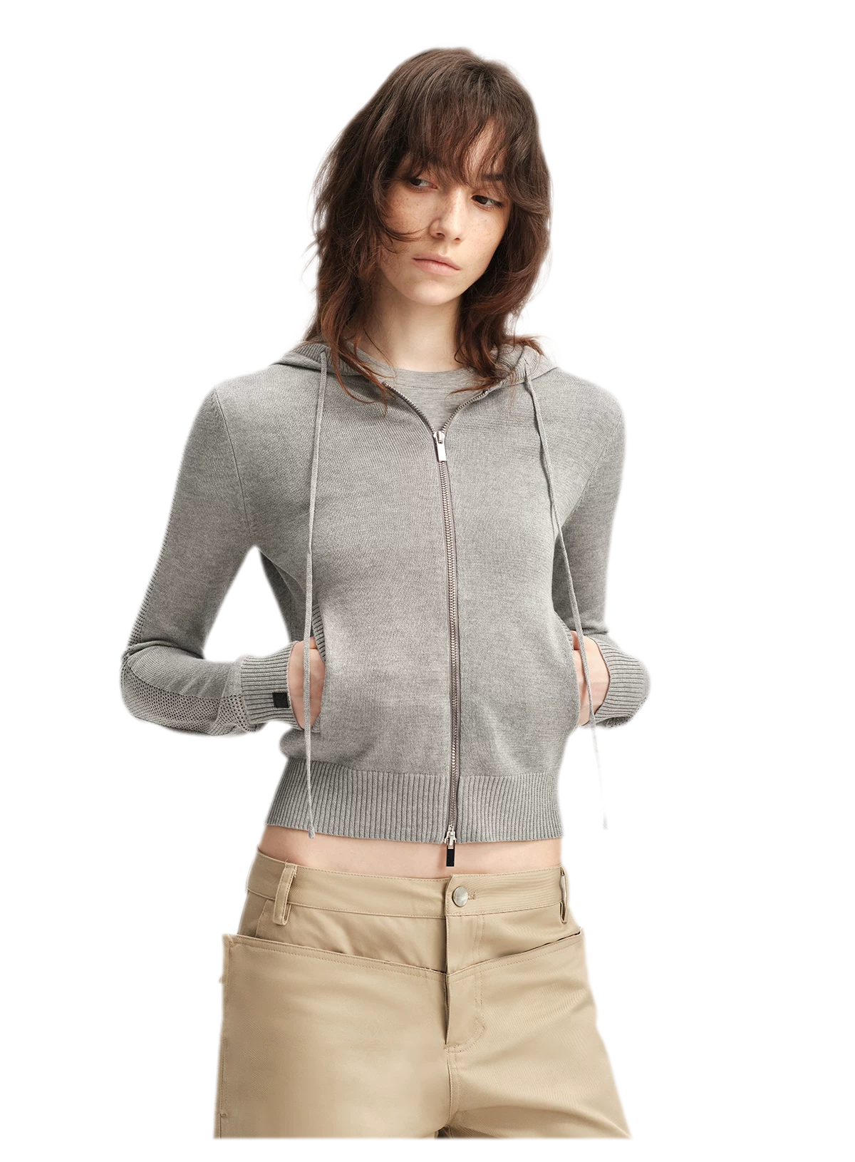 Viscose Honeycomb Hooded Cardigan