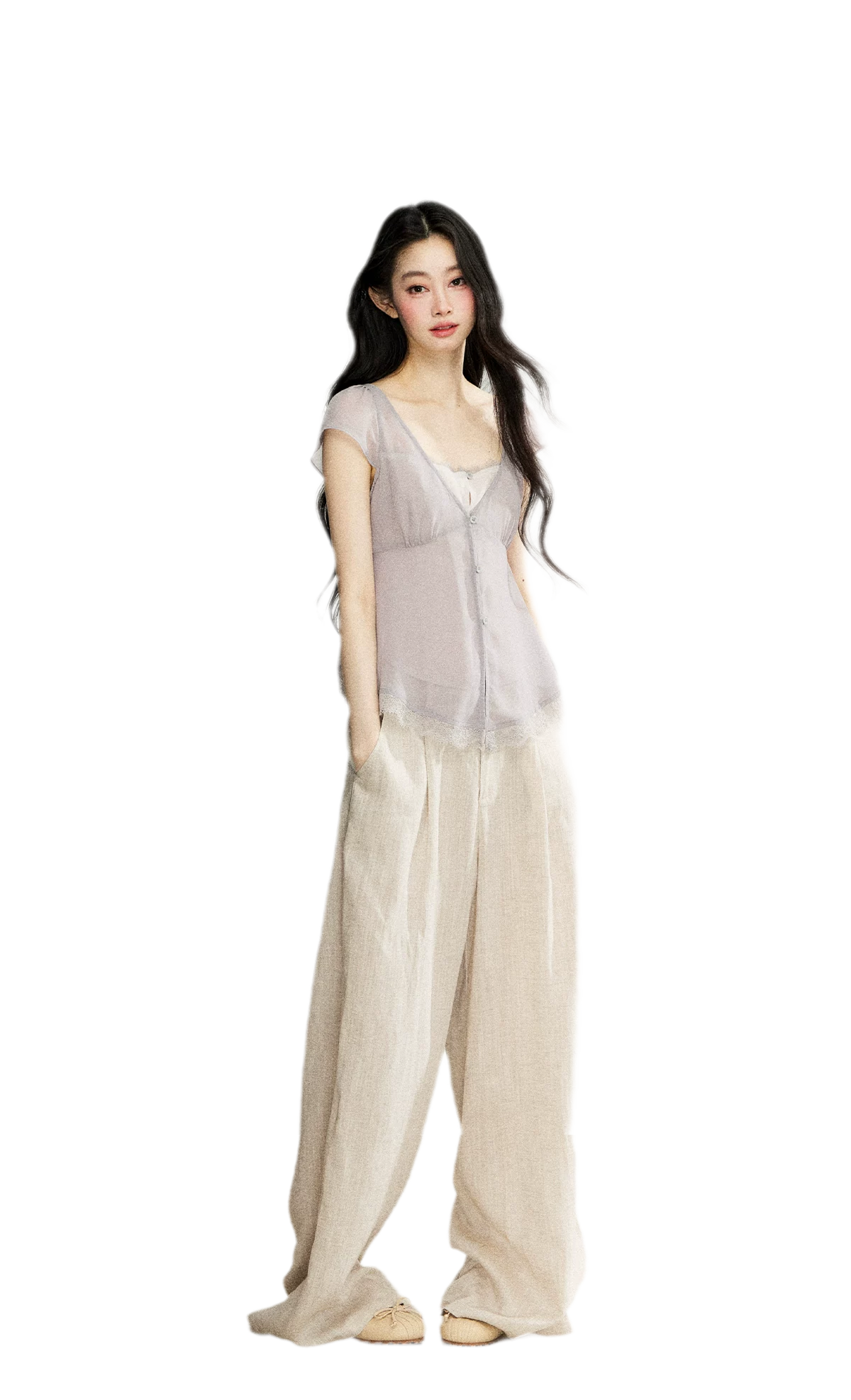 Linen Blend Wide Pants