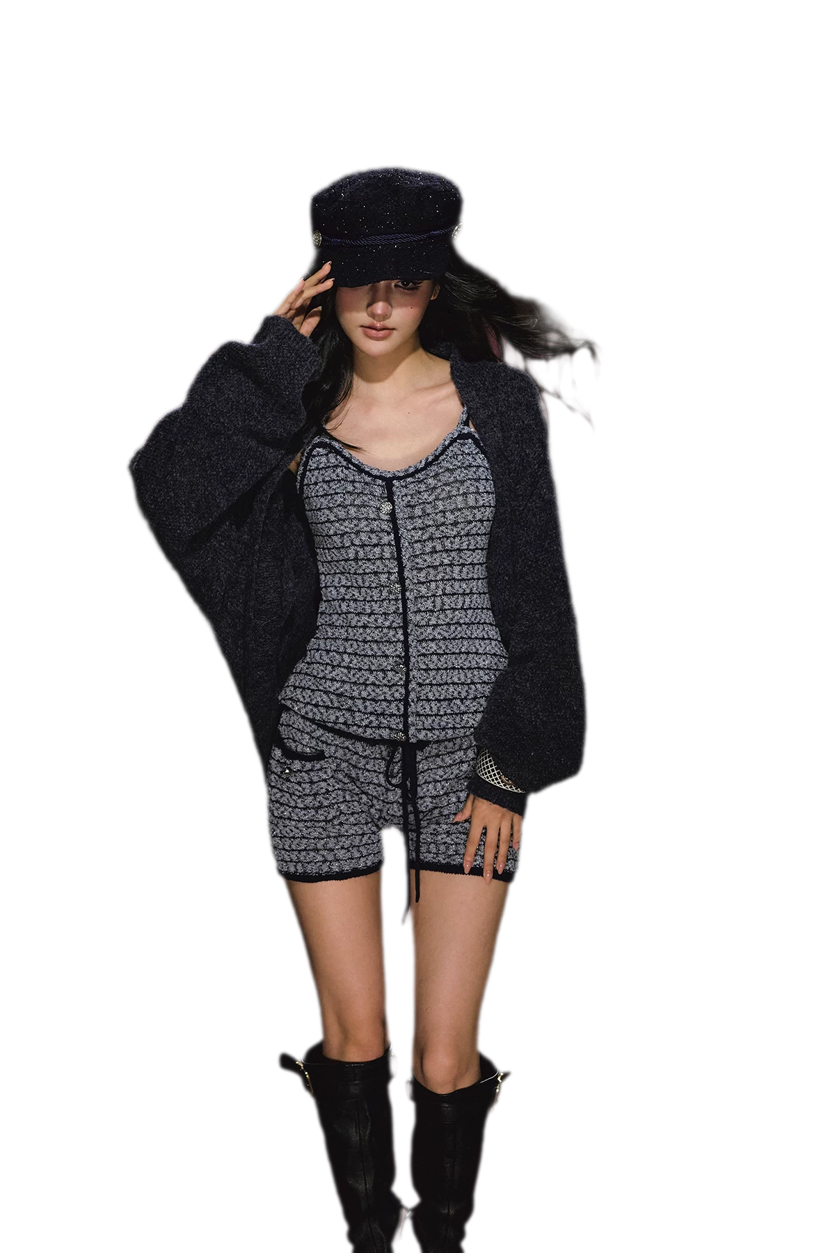 Gestreiftes Woll-Jumpsuit-Set