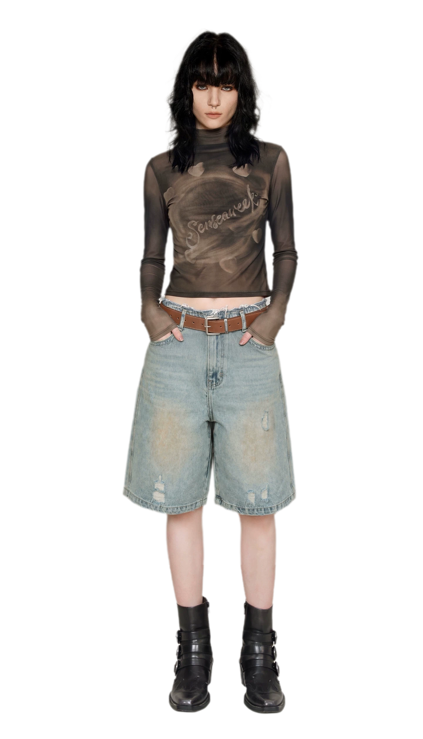 Gradient Eclipse Mesh Turtleneck