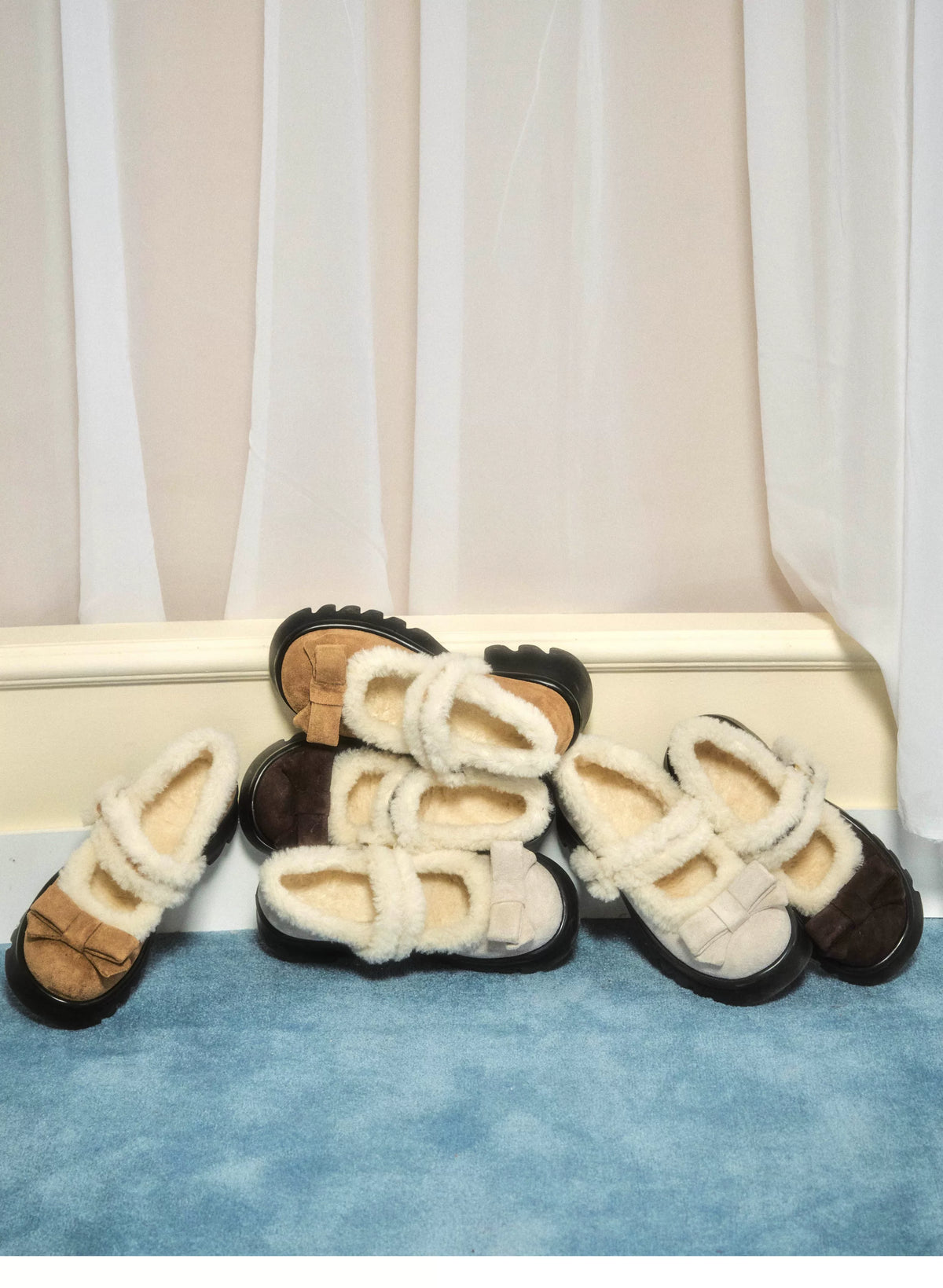 Plush Bow Platform Mary Janes