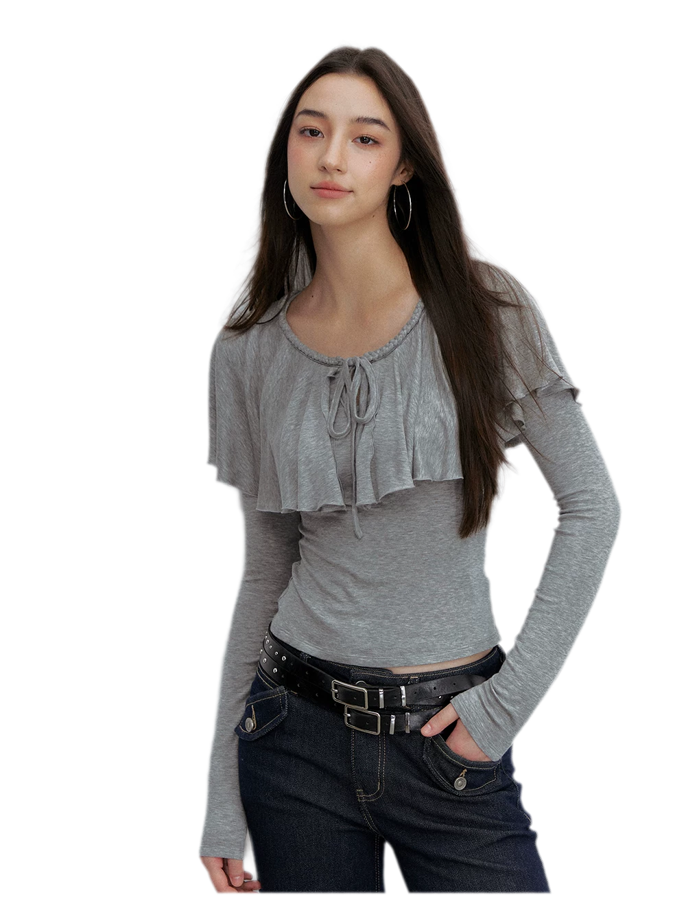 Tie-Neck Ruffle Top