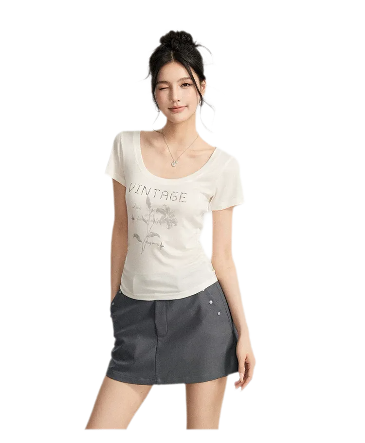 Floral U-Neck Tee