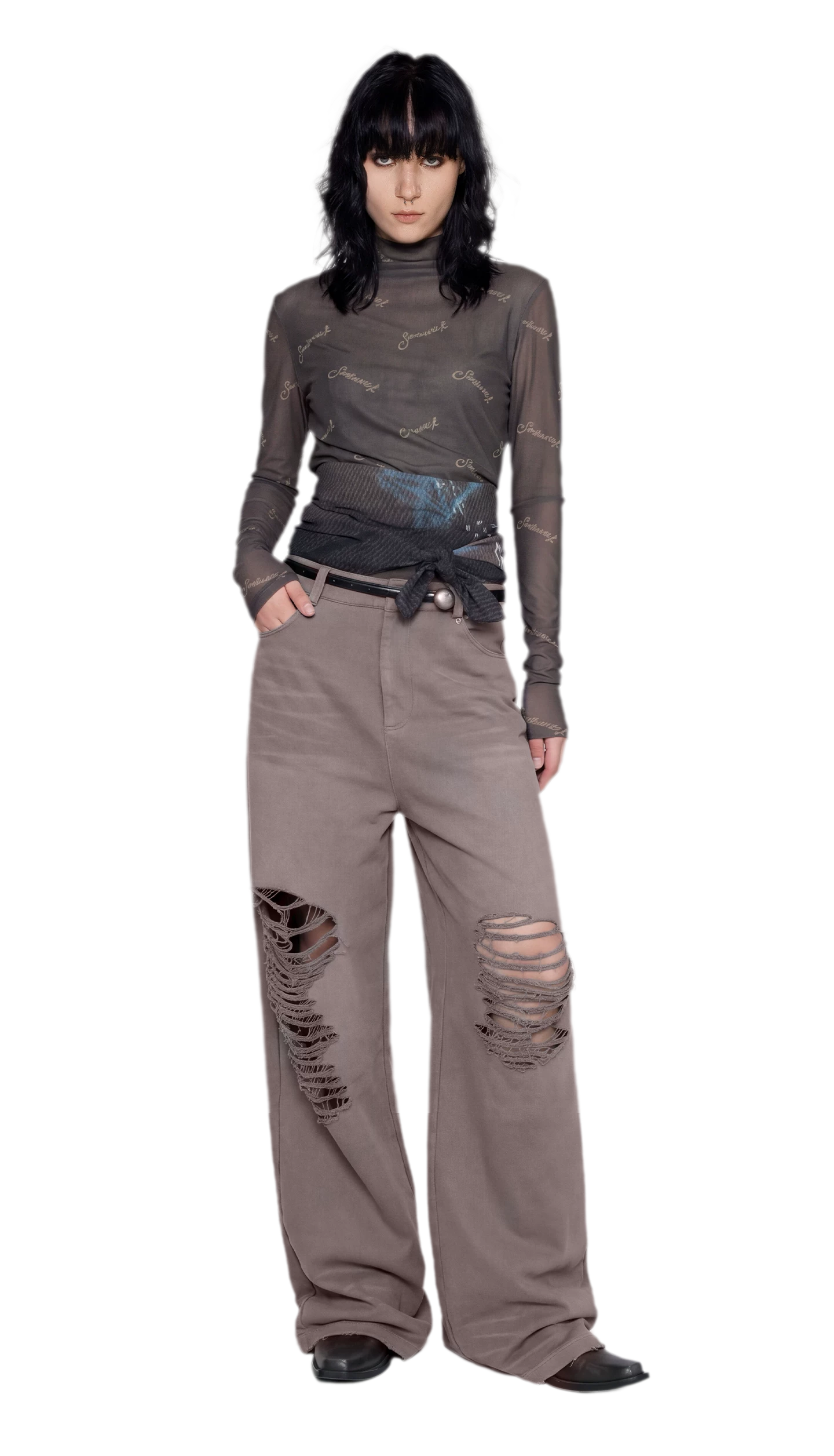 Mesh Turtleneck Top