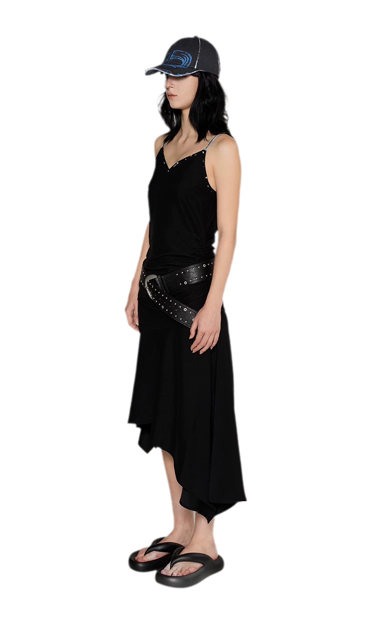 Acetate Asymmetric Slip Dress