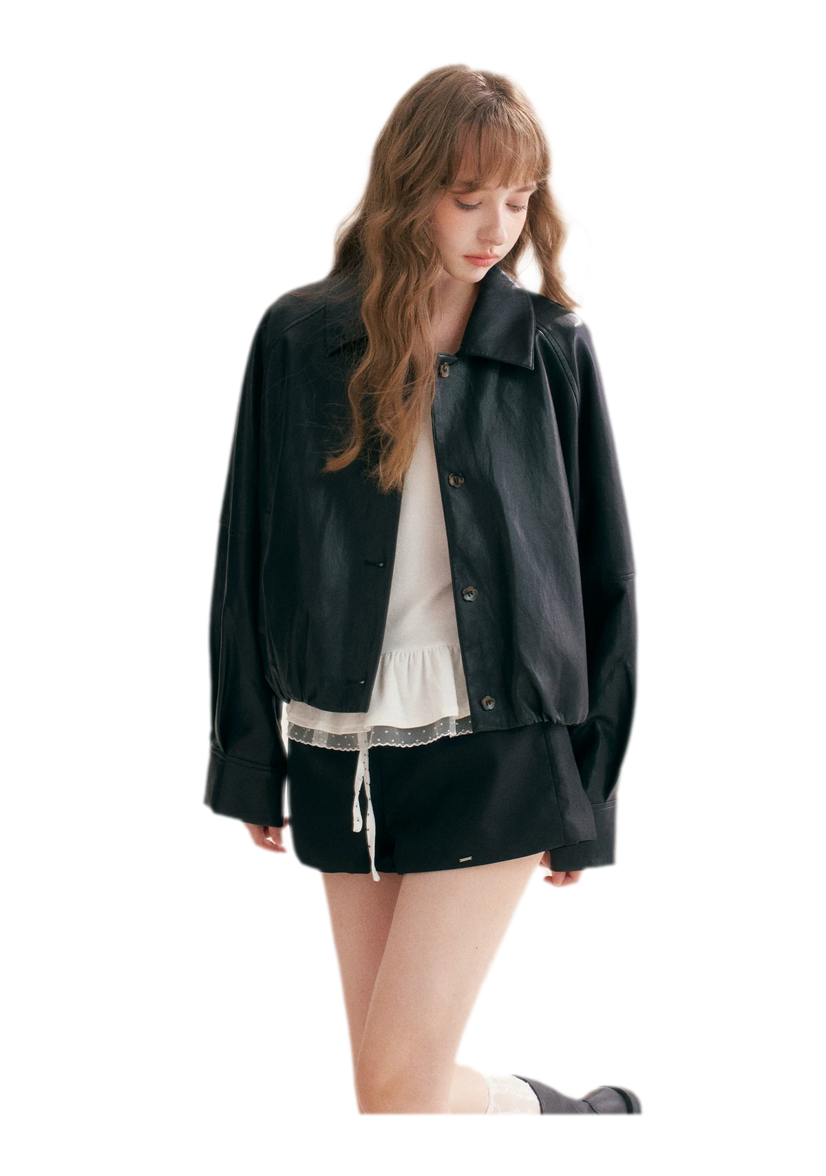 Matte Faux Leather Relaxed Jacket
