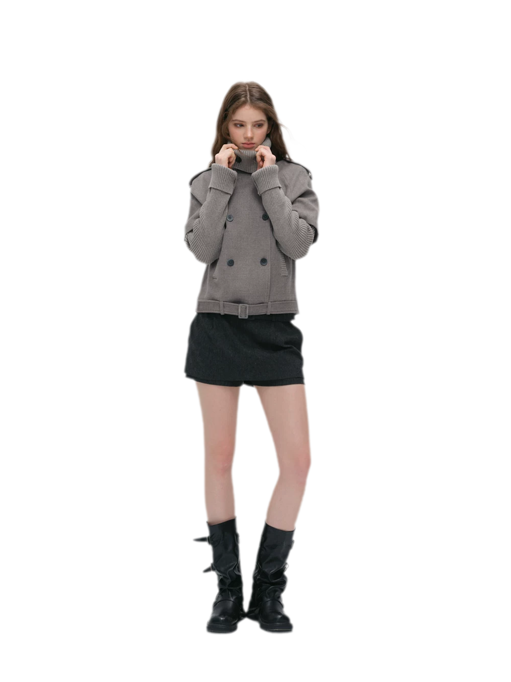Cape Collar Cropped Jacket