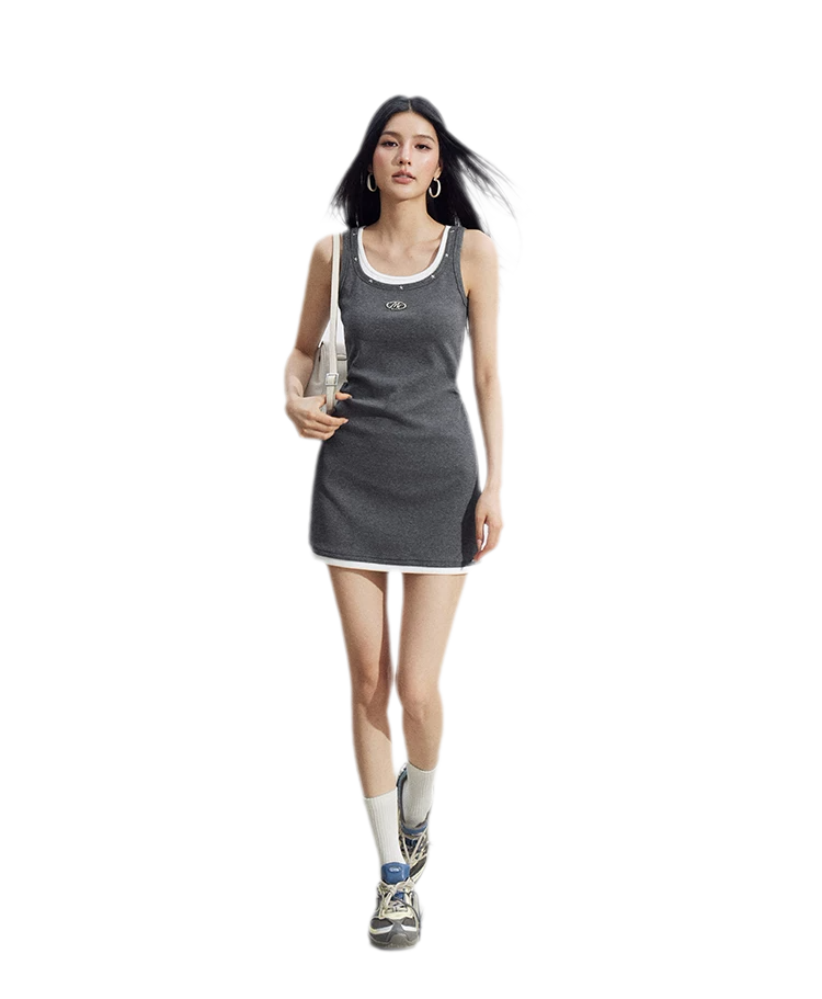 Contrast U-Neck Dress