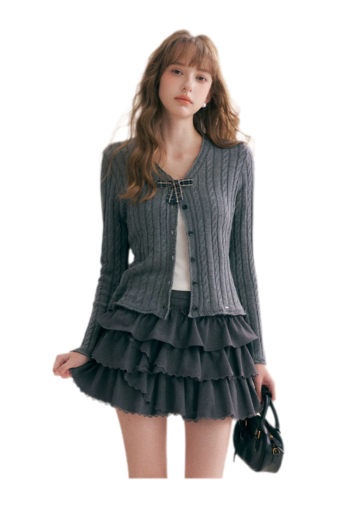 Cable Knit V-Neck Cardigan