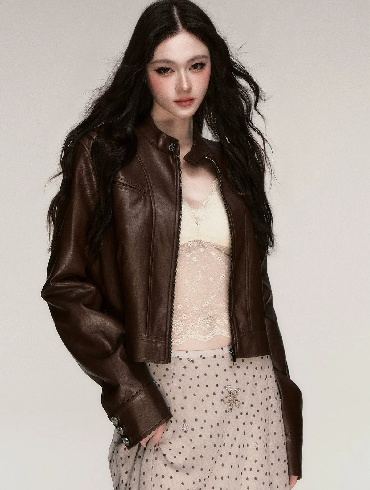 Vintage Cropped Motorcycle Jacket