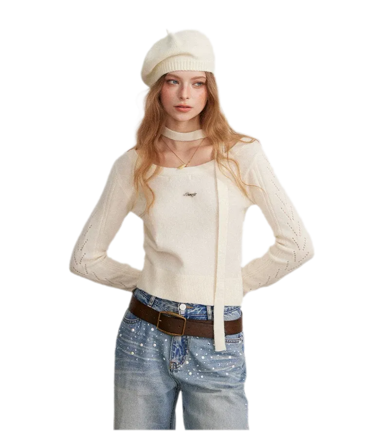 Openwork Reversible Knit Top