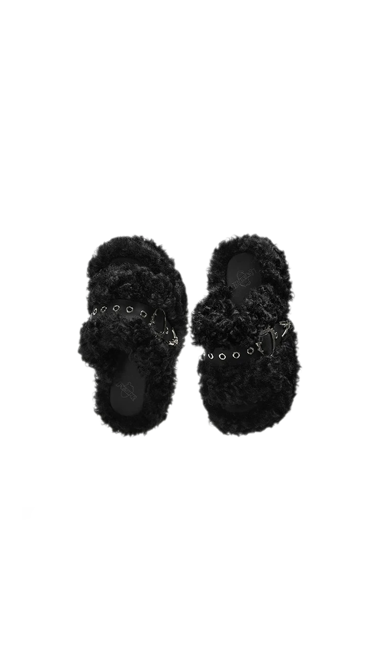 Teddy Fur Platform Mules
