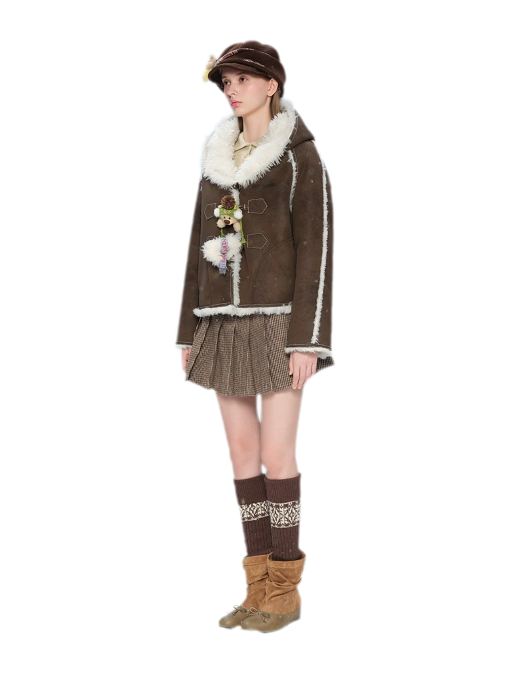 Veste courte réversible en fausse fourrure