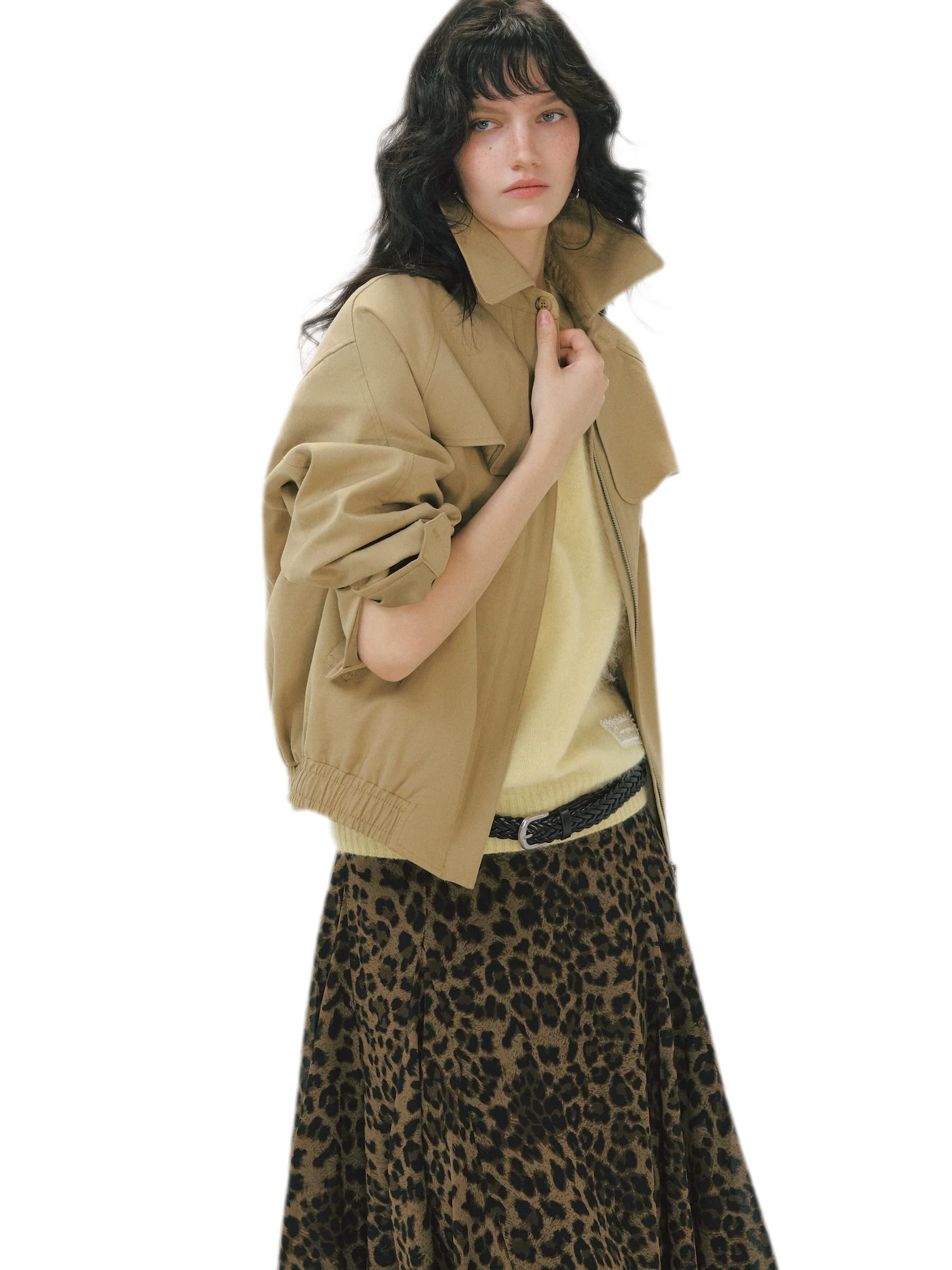 Pleated Collar Utility Jacket