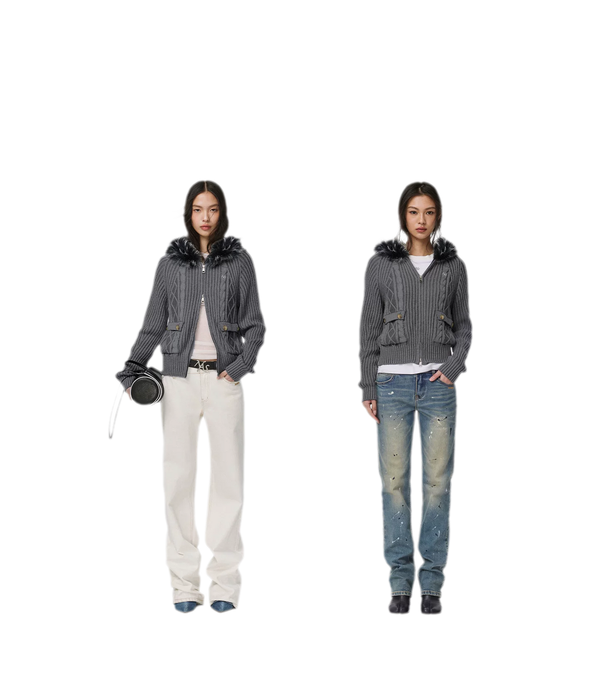 Gilet ajusté à capuche en maille torsadée