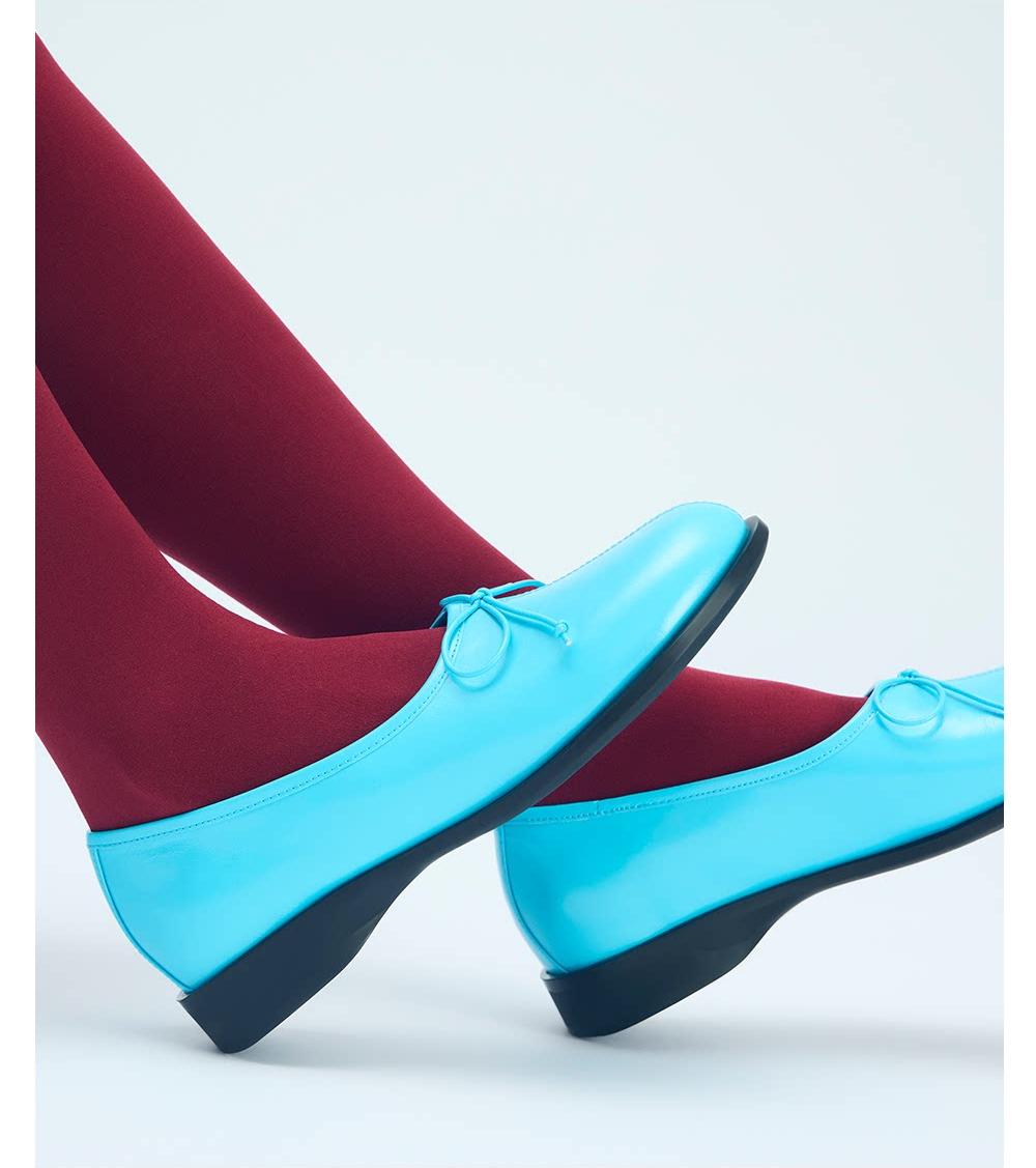 Oiled Leather Bow Ballet Flats