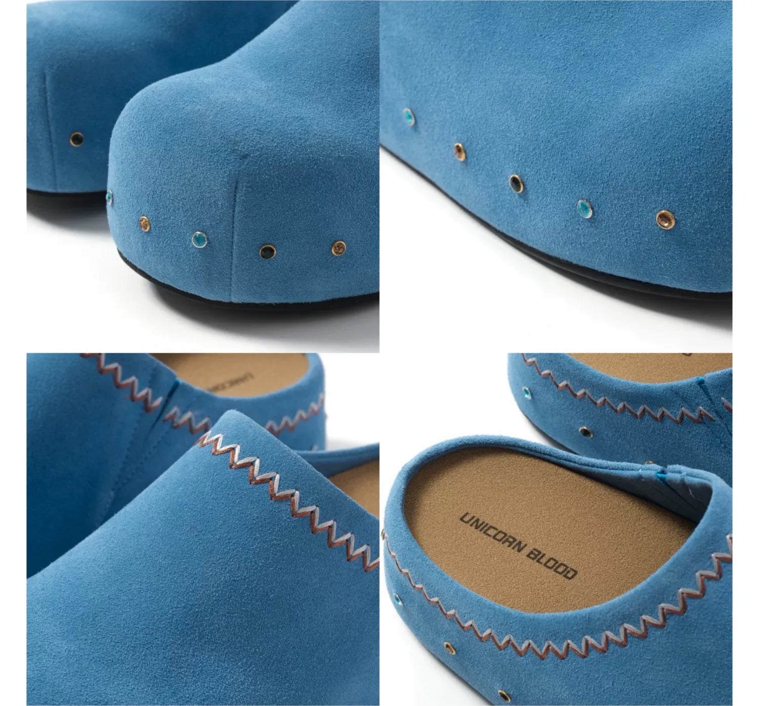 Rhinestone Platform Suede Mules