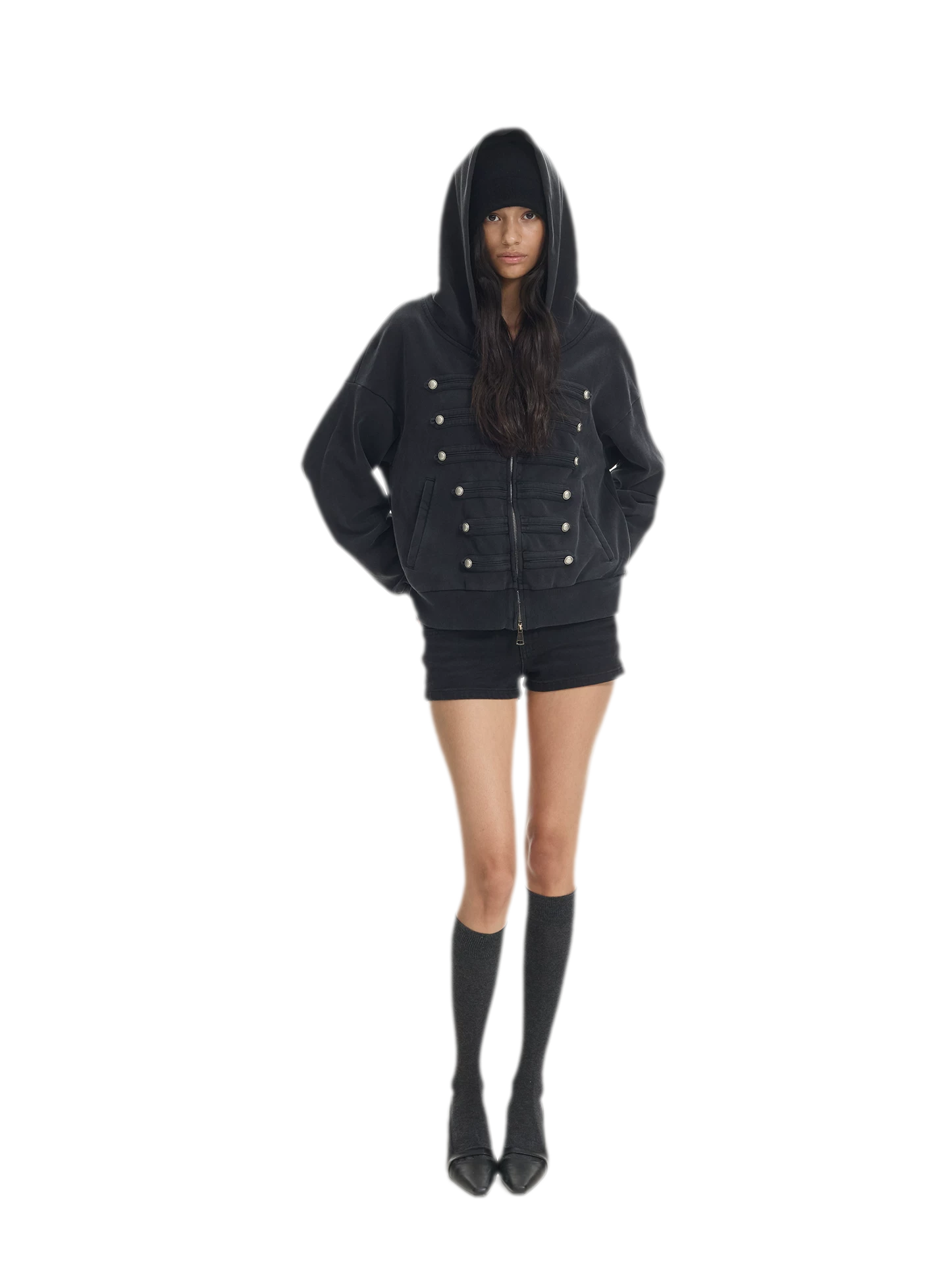 Washed Napoleon Hooded Jacket