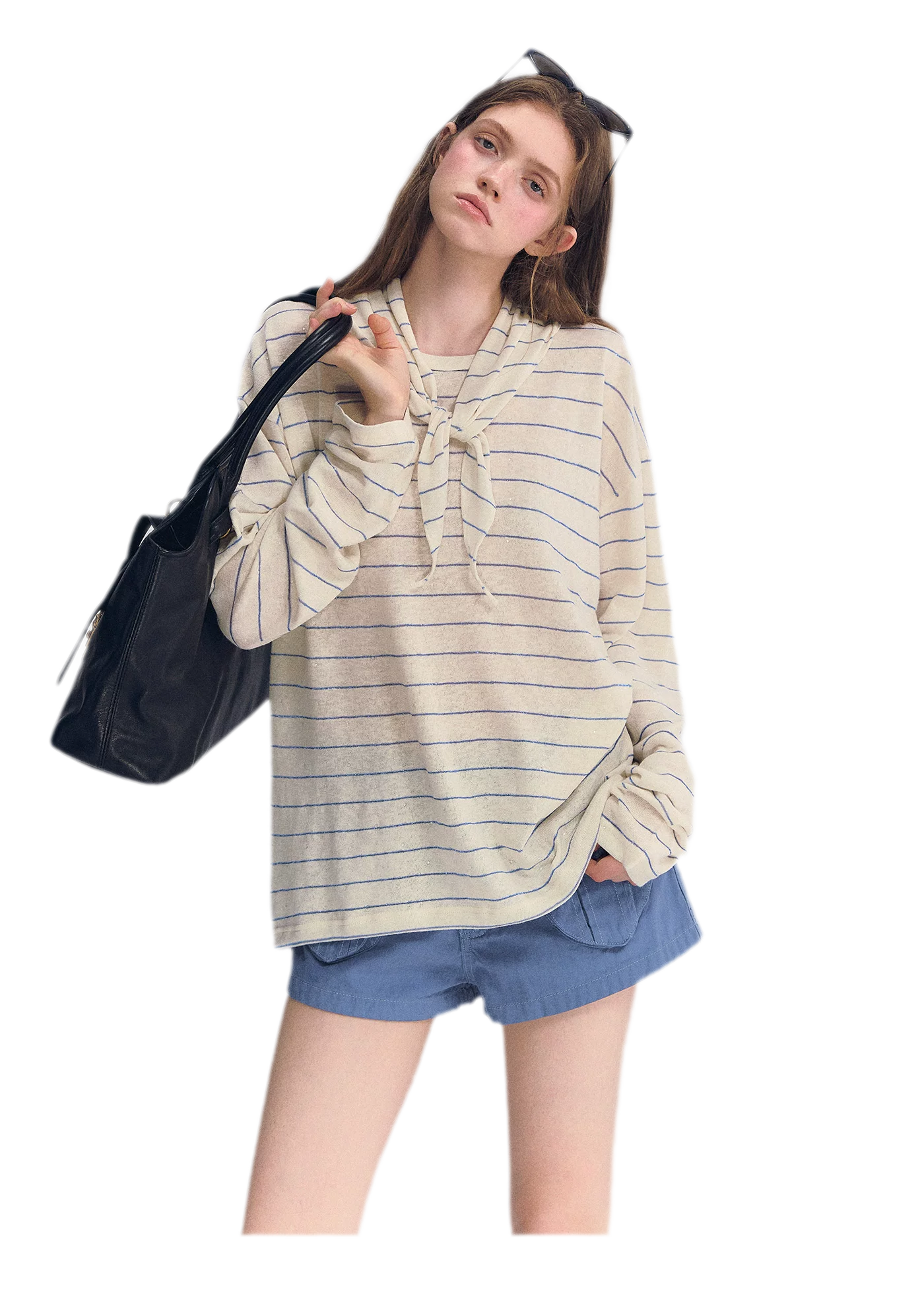 Striped Rhinestone Cotton Tee