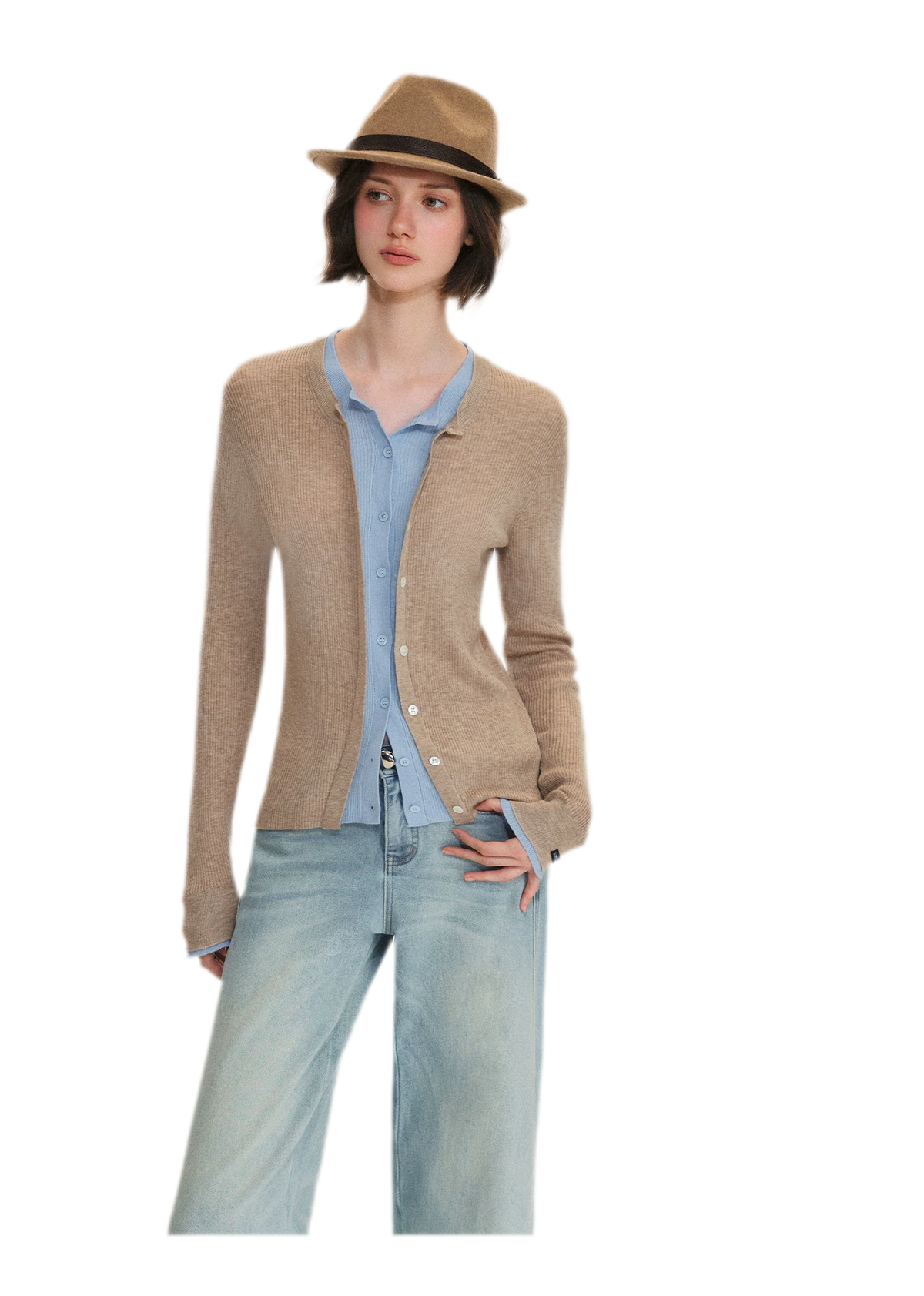 Fine Knit Contrast Cardigan