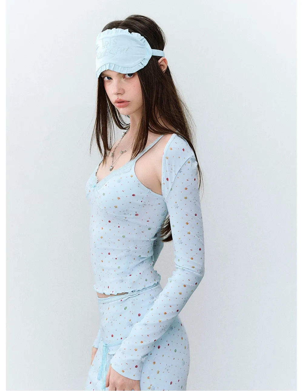 French Ruffle Embroidered Sleep Eye Mask