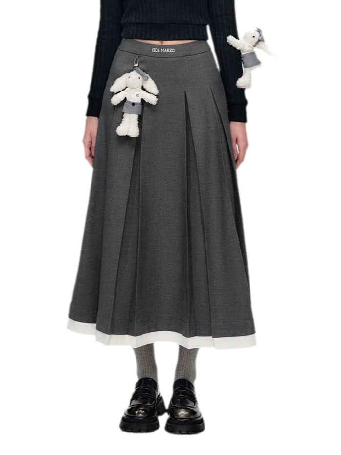 Pleated Suit Midi Skirt