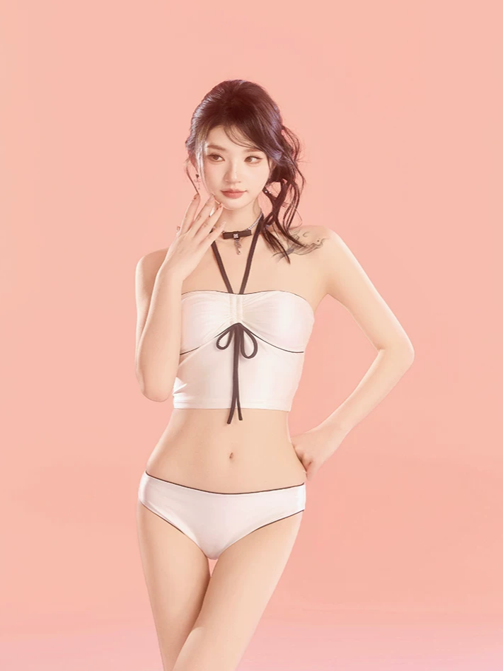 Pearl White Three-Piece Swimsuit
