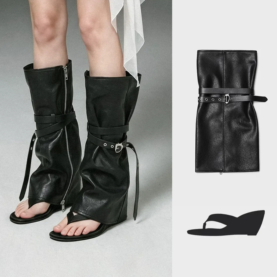 Leather-Textured Slouch Legwarmers