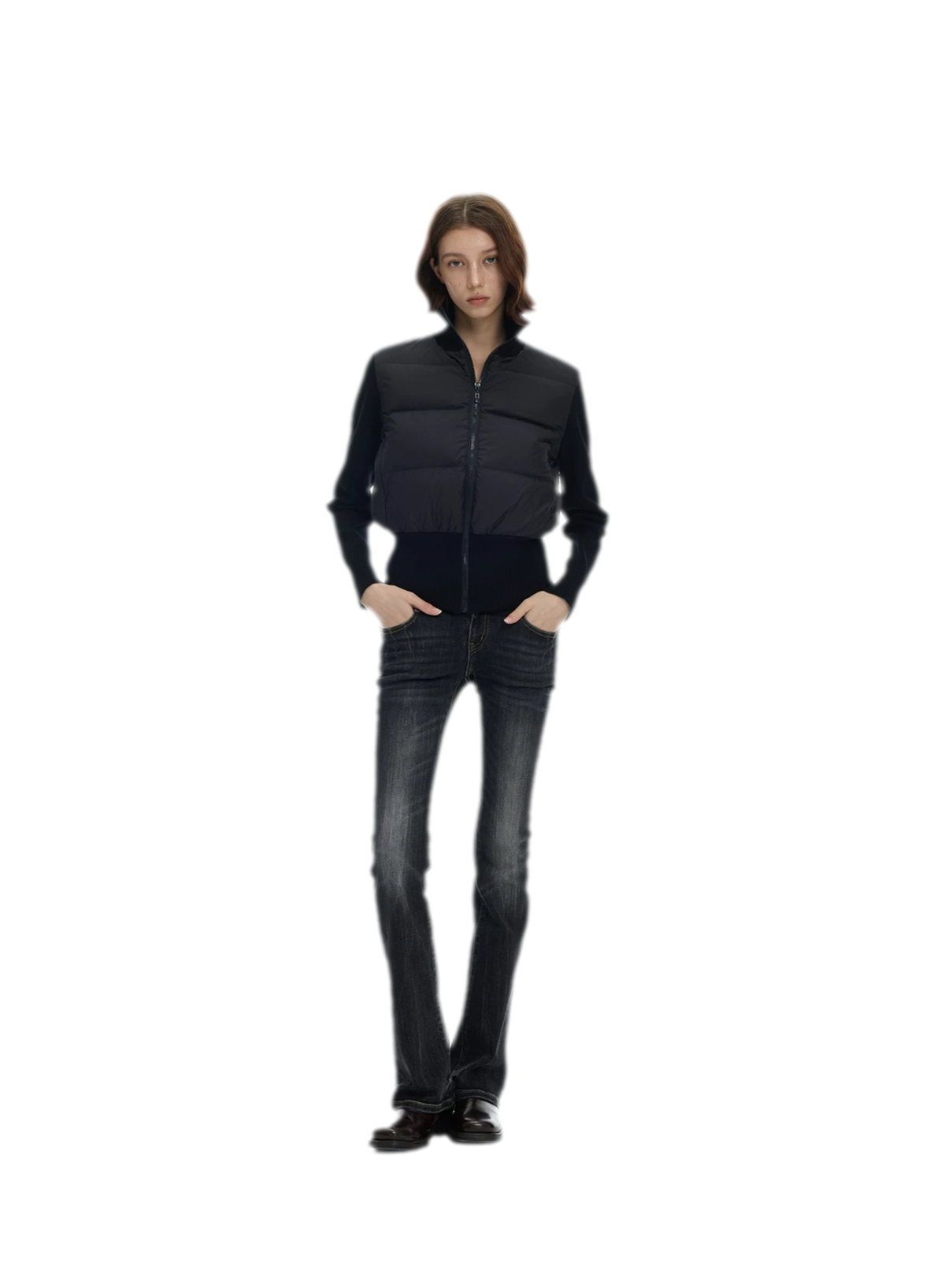 Washed Low-Rise Flare Jeans
