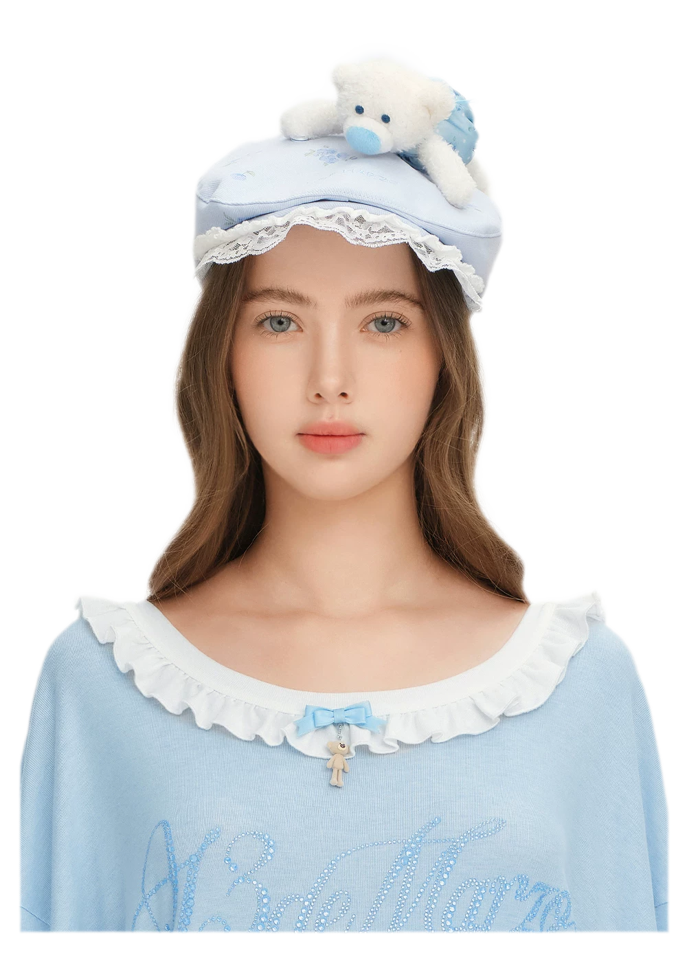 Floral Ruffle Embroidered Cap