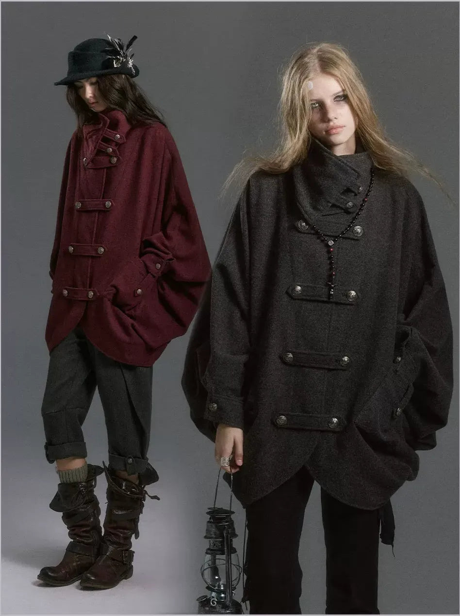 Double-Sided Batwing Wool Coat