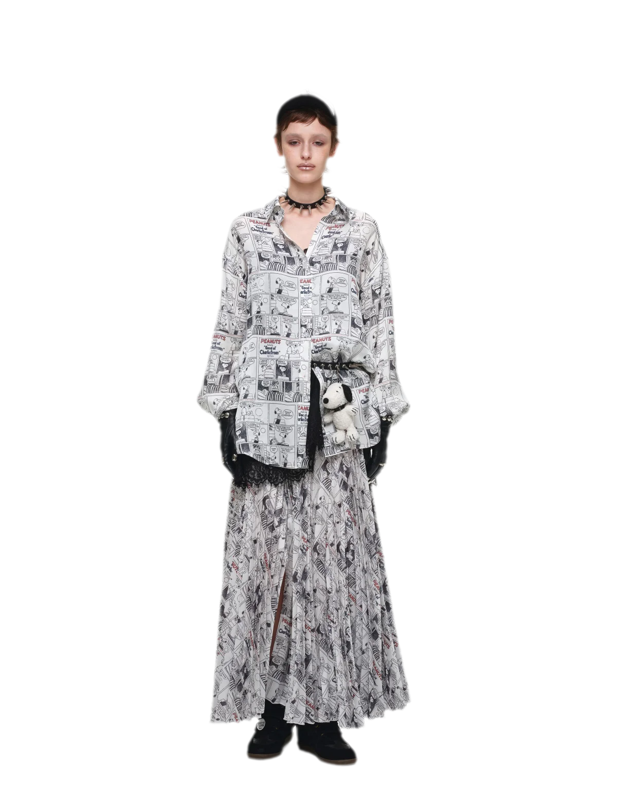 Pleated Newspaper A-Line Skirt