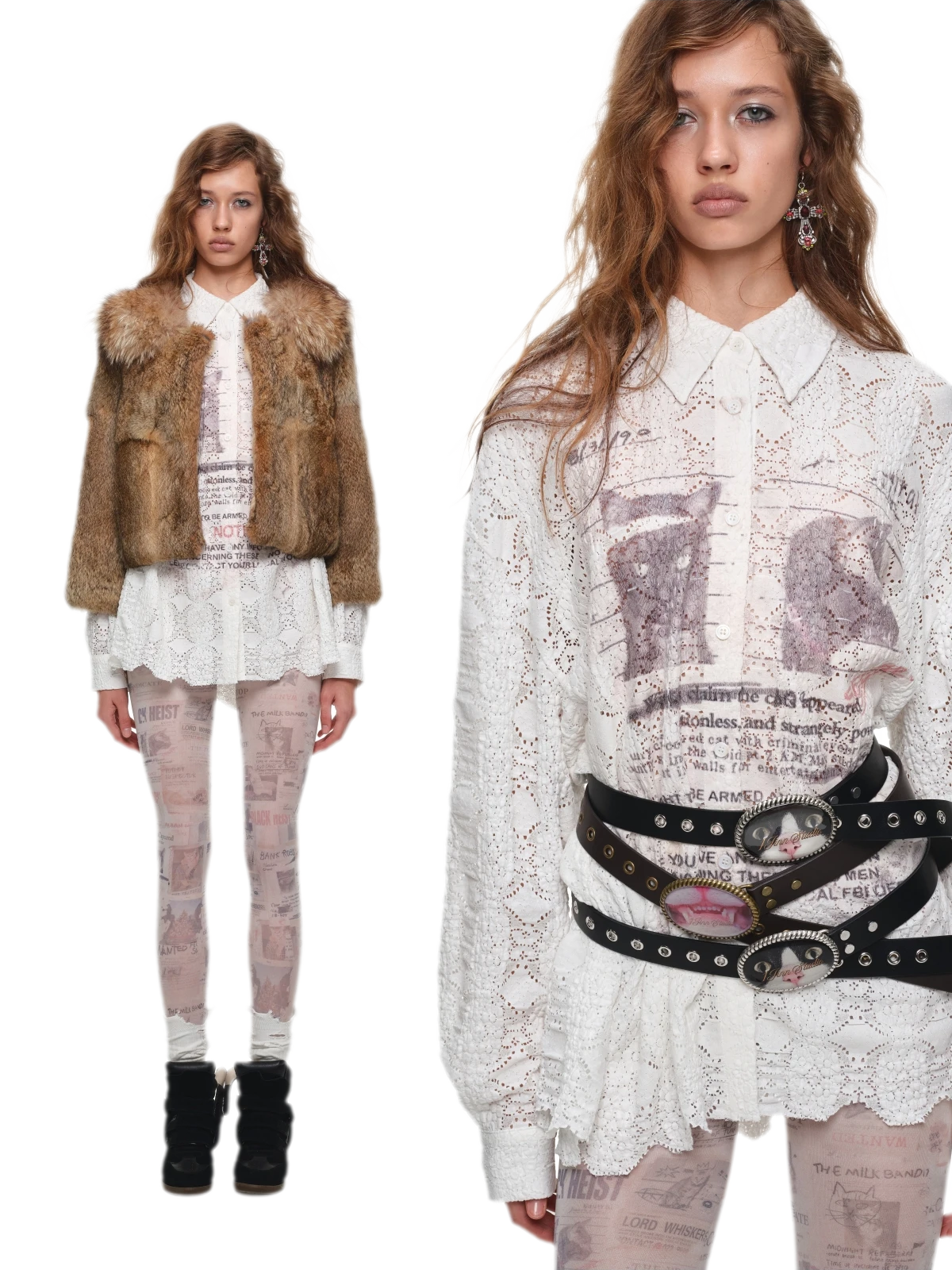 Distressed Cat Graphic Shirt
