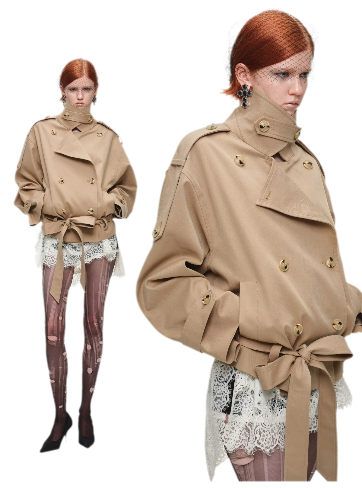 Double-Breasted Belted Trench Coat