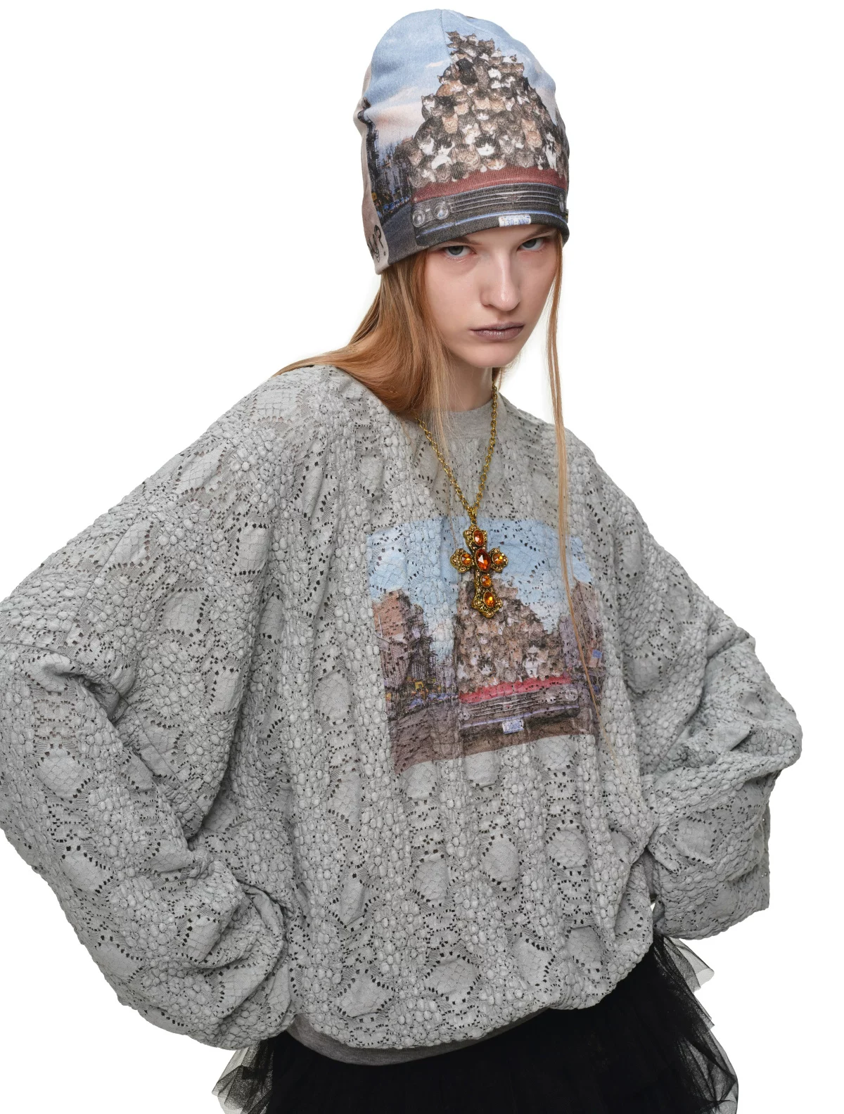 Retro Graphic Knit Beanie