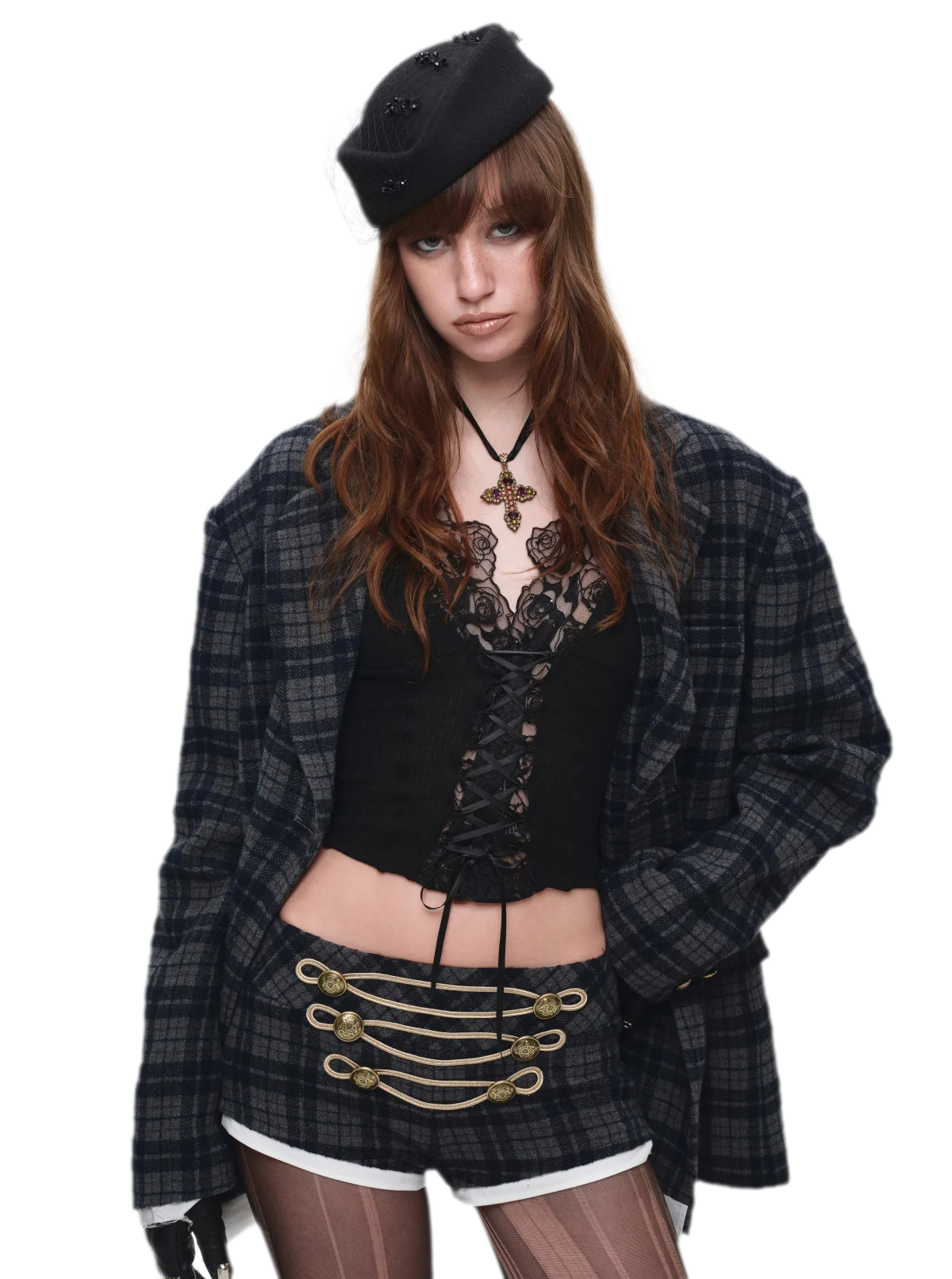 Karierte Wollshorts im Napoleon-Stil