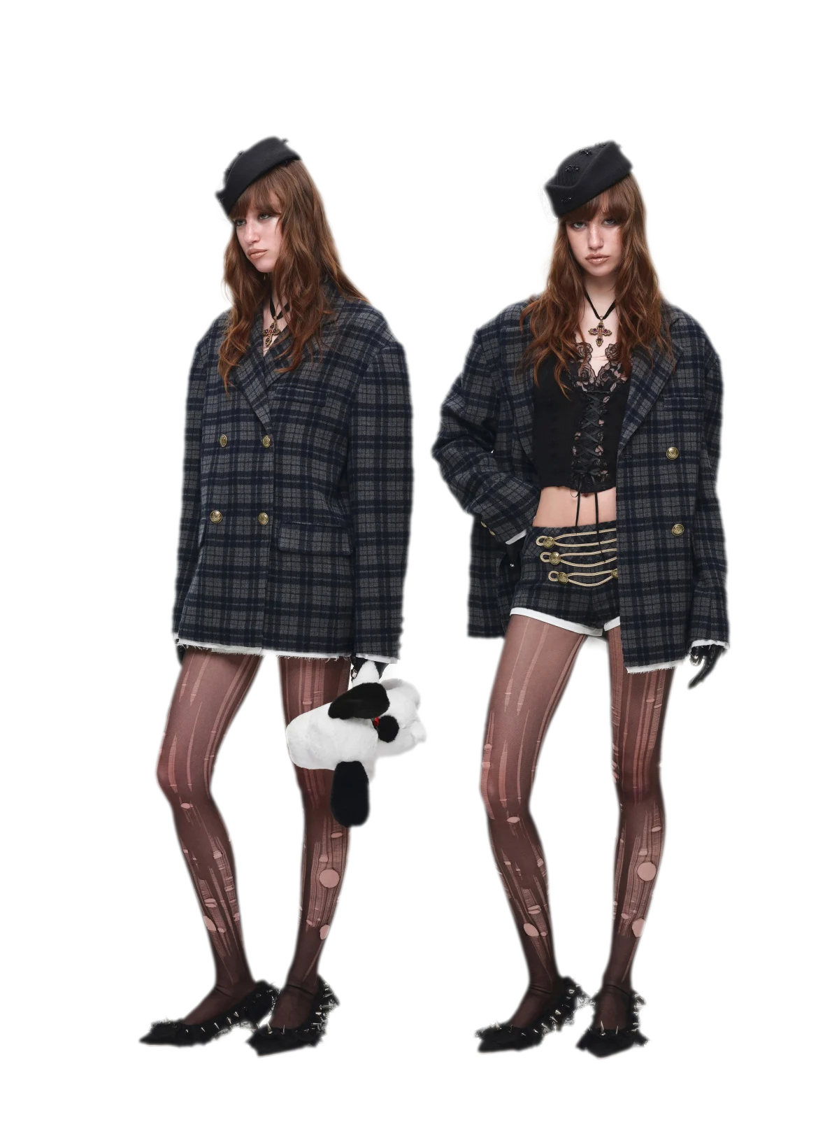 Karierte Wollshorts im Napoleon-Stil
