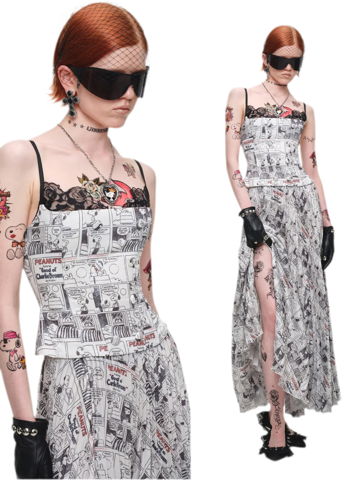 Bedrucktes Spitzen-Corsage-Bustier