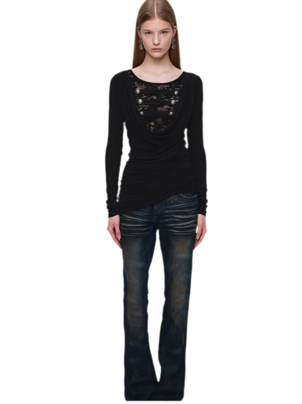 Velvet Lace Cowlneck Dress