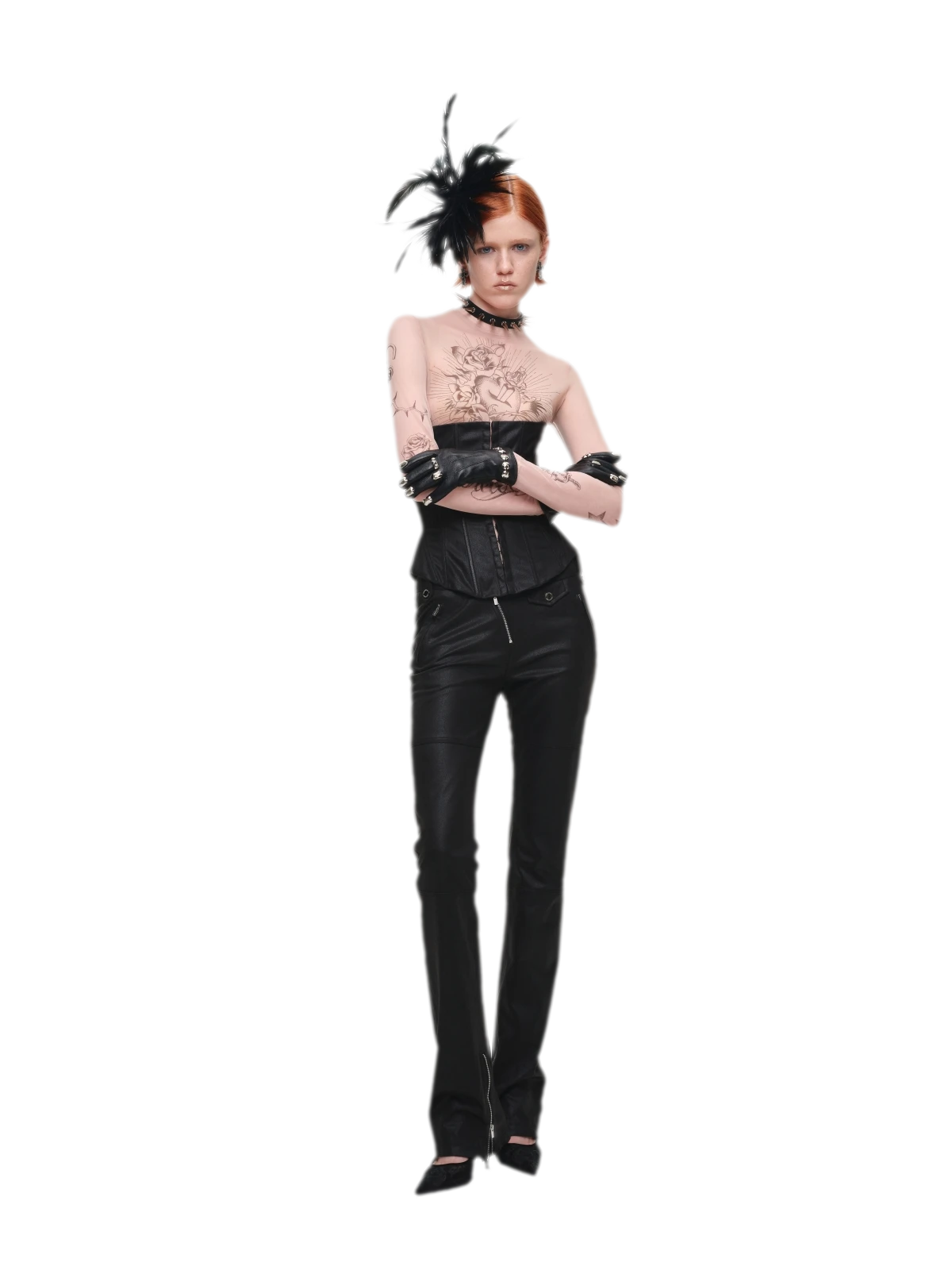 Washed Faux-Leather Corset Belt