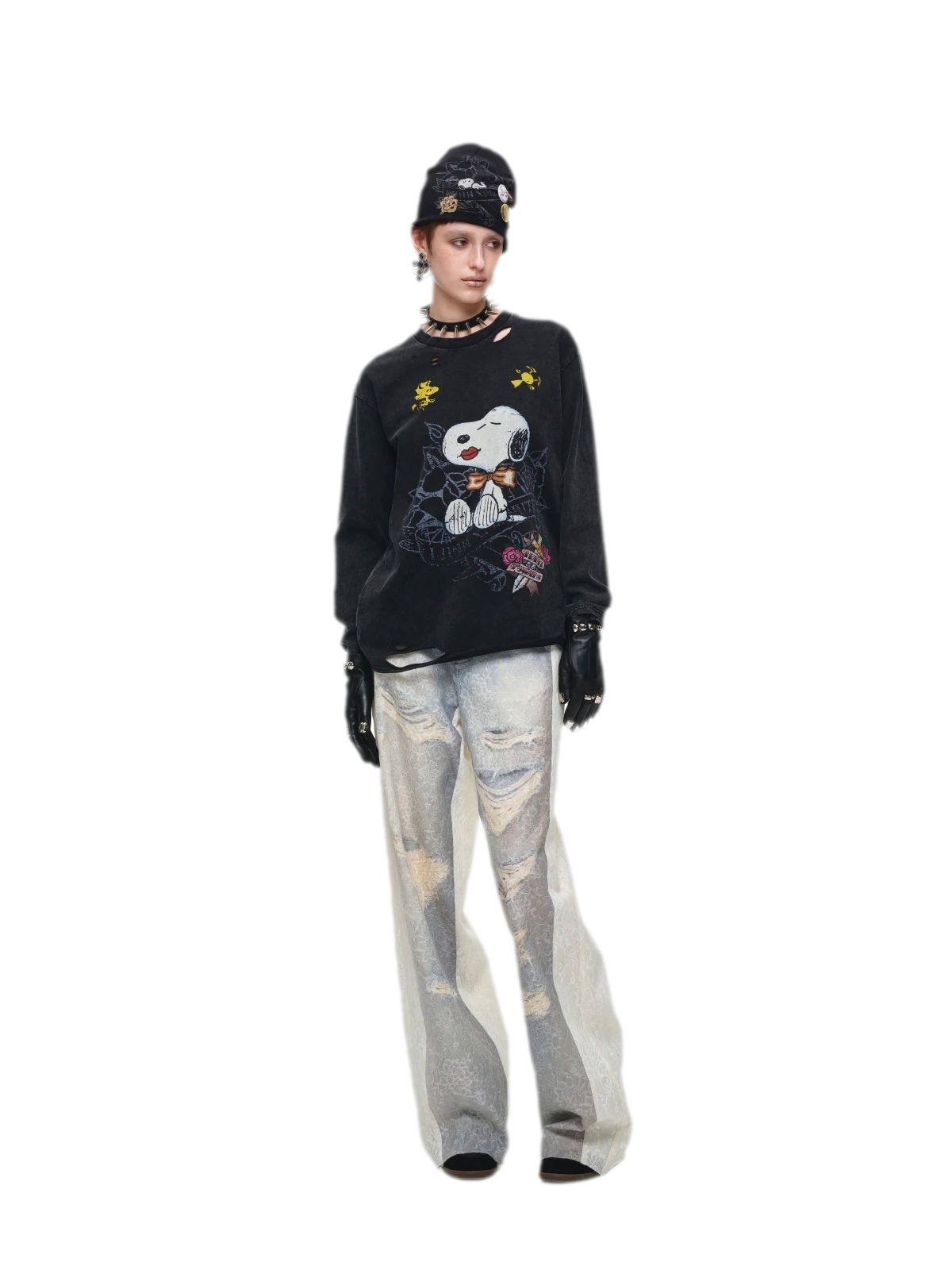 Washed Lace Straight Pants