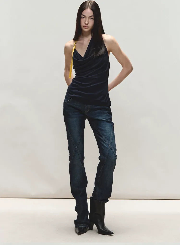 Vintage Slim Straight Denim Jeans
