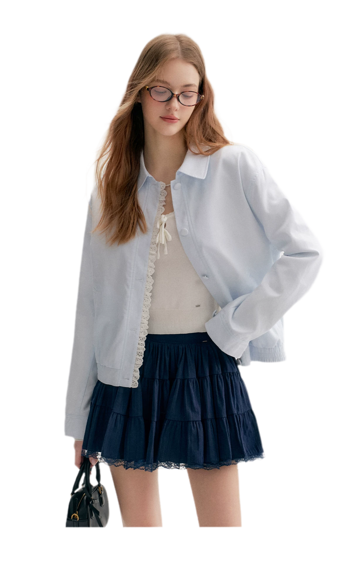 Ramie Cotton Lace-Trimmed Jacket