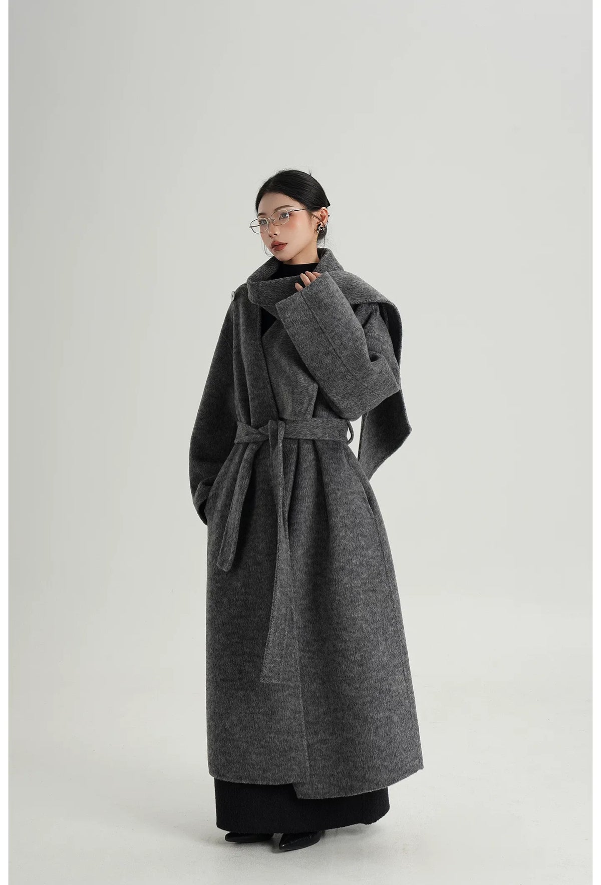 Cashmere Wrap Longline Wool Coat