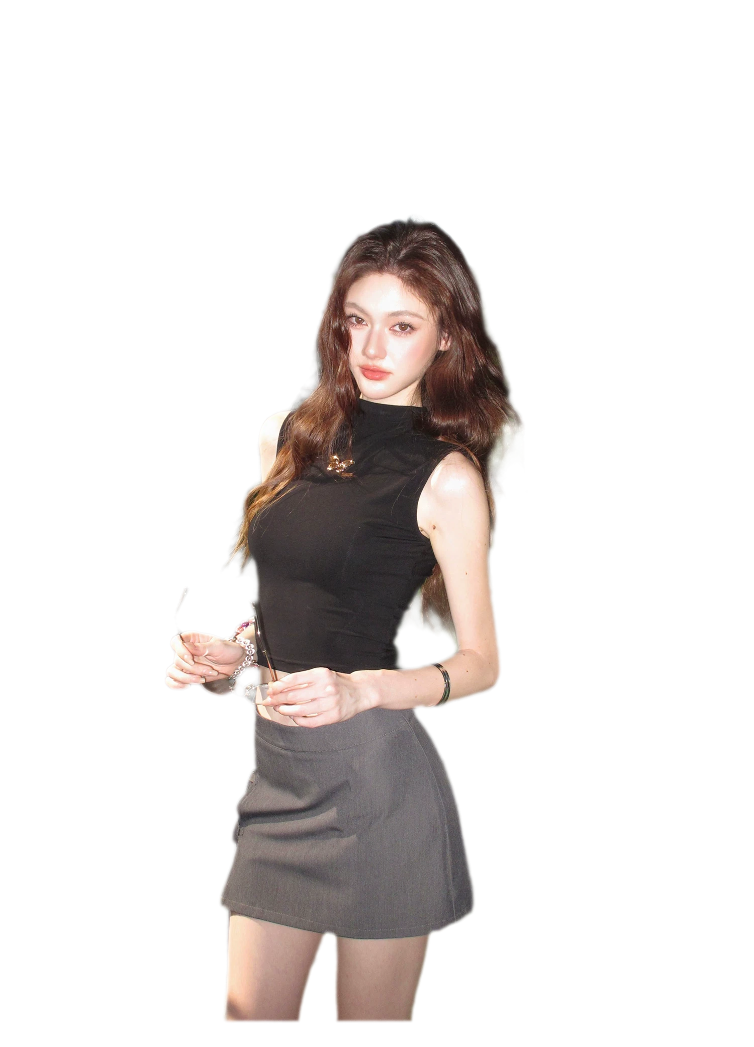 Sleeveless High Neck Tee