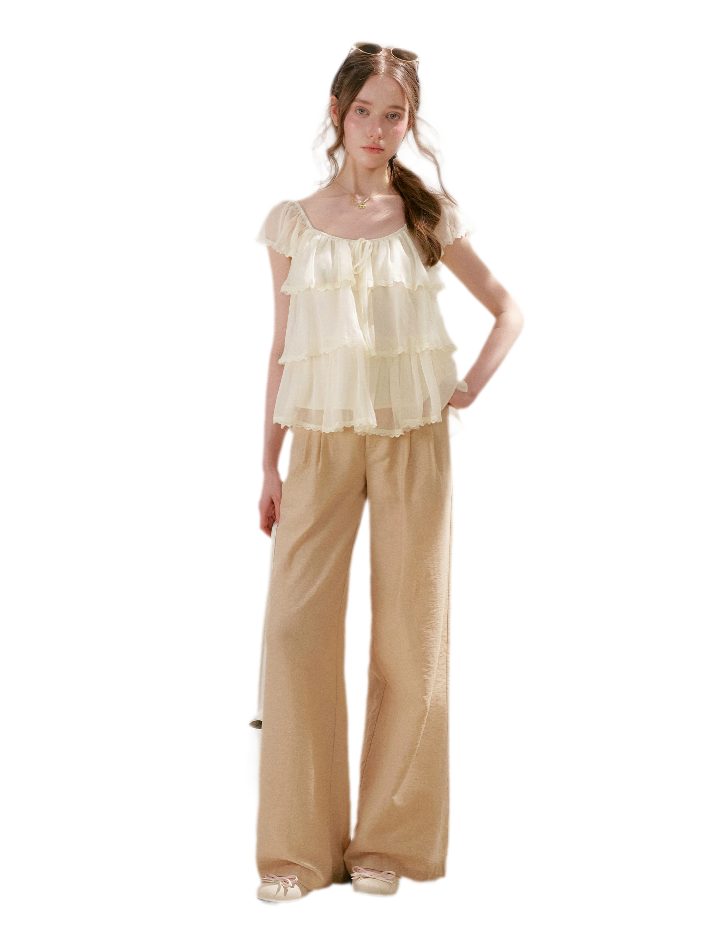 Tiered Ruffle Chiffon Blouse