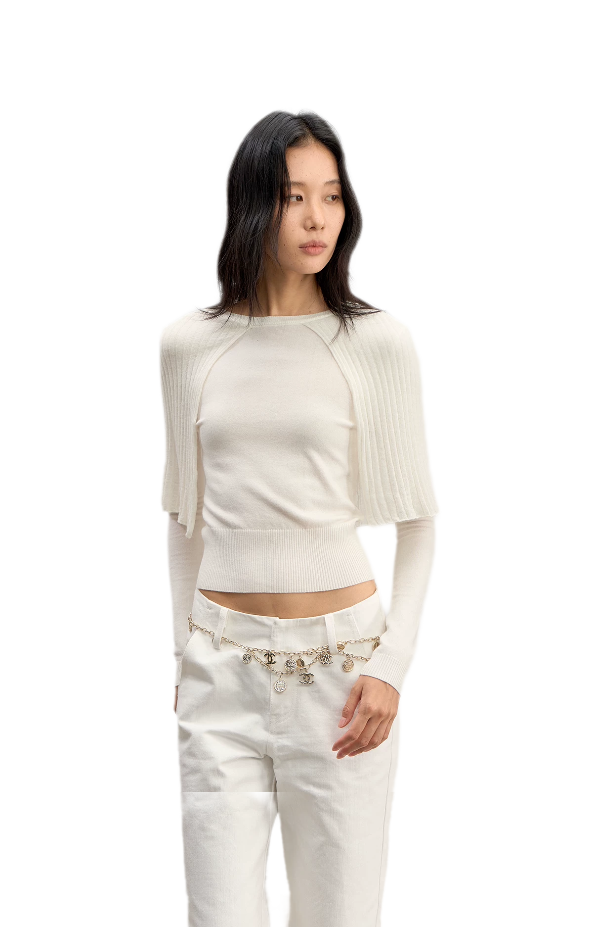 Ribbed Cape Knit Sweater